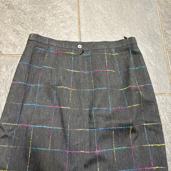 Nicola Italian Windowpane Pencil Skirt Grey Rainbow Details Office SZ 10 - Picture 7 of 7